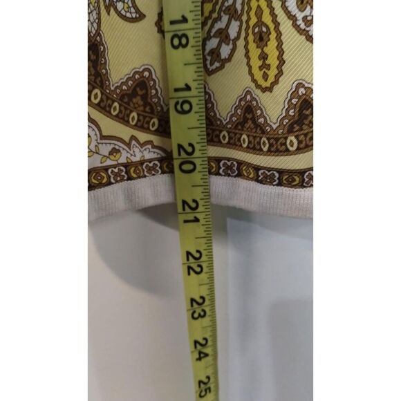Talbots silk cream and yellow paisley one button cardigan short sleeve sweater - Picture 5 of 5